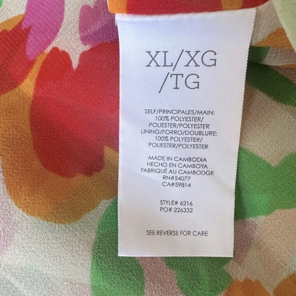 CABI Spirit Dress style #6216 Floral sleeveless elastic waist size XL - Picture 9 of 9